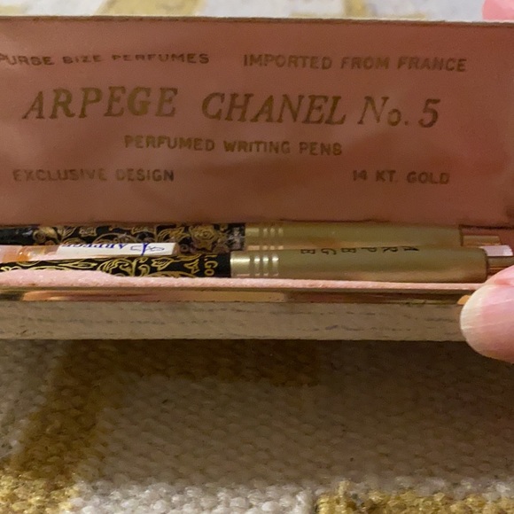 Vintage Arpege Chanel No5 14k Gold Perfumed Pen Set - Picture 10 of 11